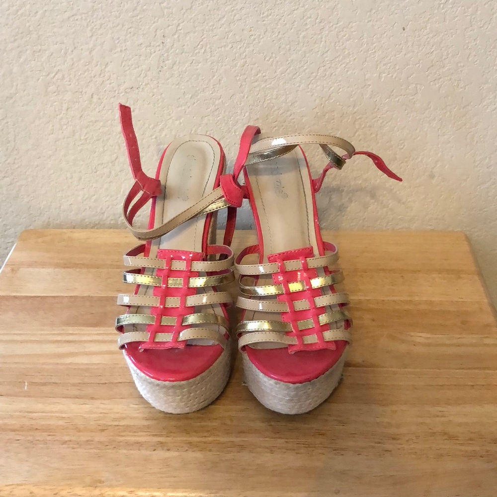 Shoe dazzle ankle strapped wedges